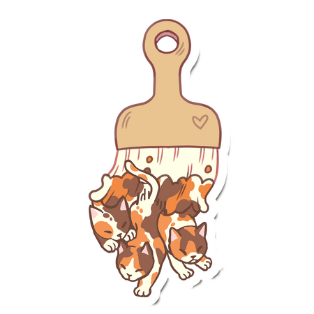 Calico Cats Paint Brush Sticker