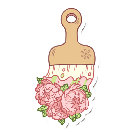 Floral Paint Brush Sticker