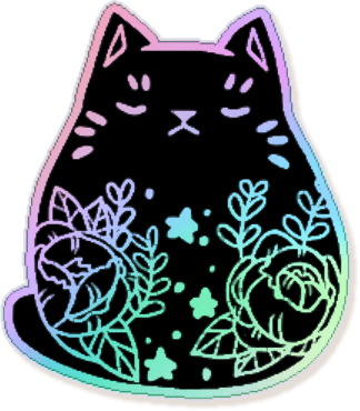 Floral Cat Holographic Sticker