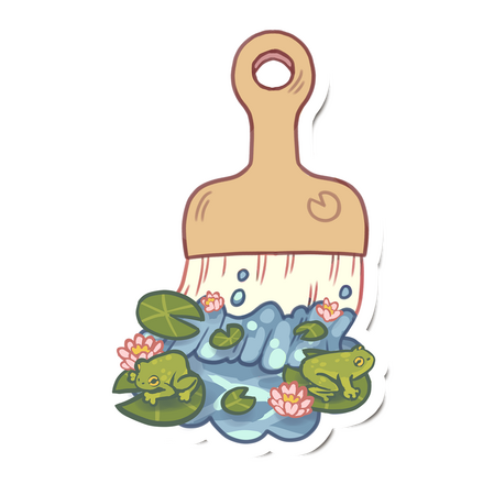Frog Pond Paint Brush Sticker