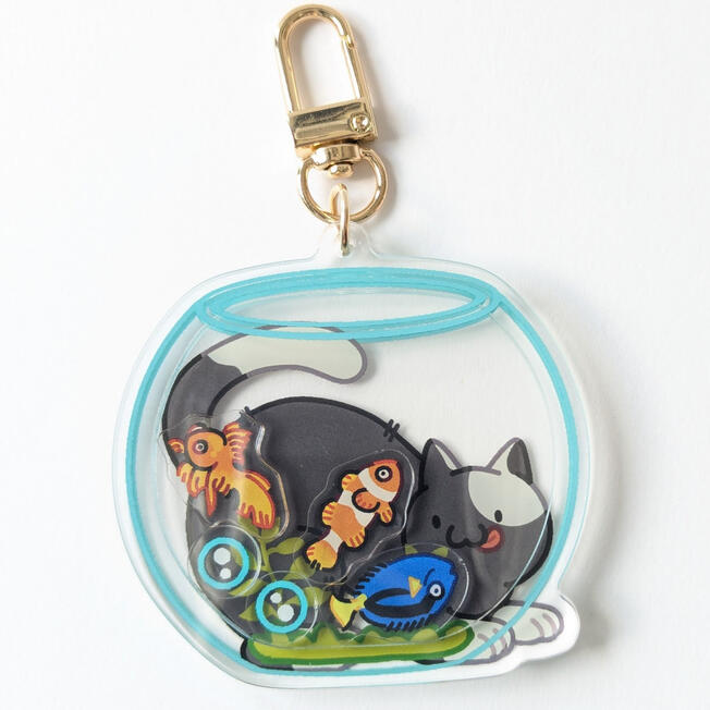 Fish Bowl Cat Shaker Charm